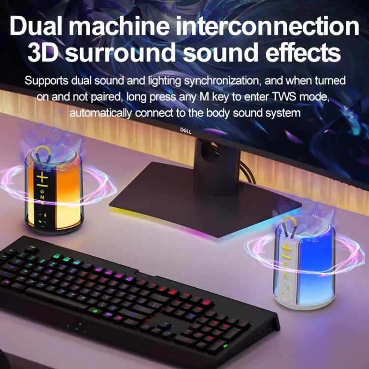 AEC S16 Portable LED Light Rainbow RGB Bluetooth Wireless TWS Speaker, S16