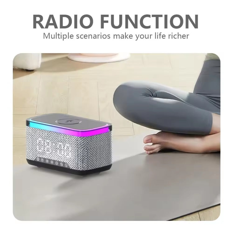 AEC S300 Portable 10W Power Multifunction Bluetooth Speaker Alarm Clock Wireless Charger, S300