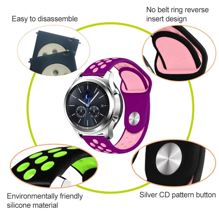 For Smasung Gear S4 Active 22mm Two-color Silicone Replacement Strap Watchband
