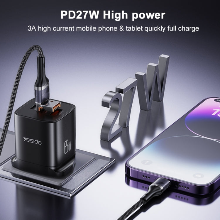 Câble de données et de charge rapide 2 en 1 Yesido CA165L 27 W USB + USB-C / Type-C vers 8 broches, CA165L