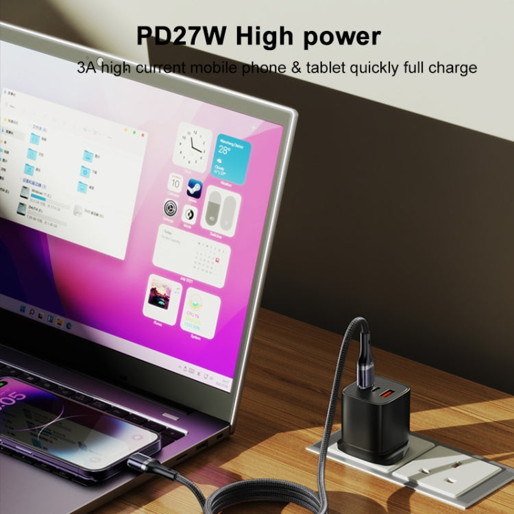 Câble de données et de charge rapide Yesido CA167 PD 27 W USB-C/Type-C vers 8 broches, CA167