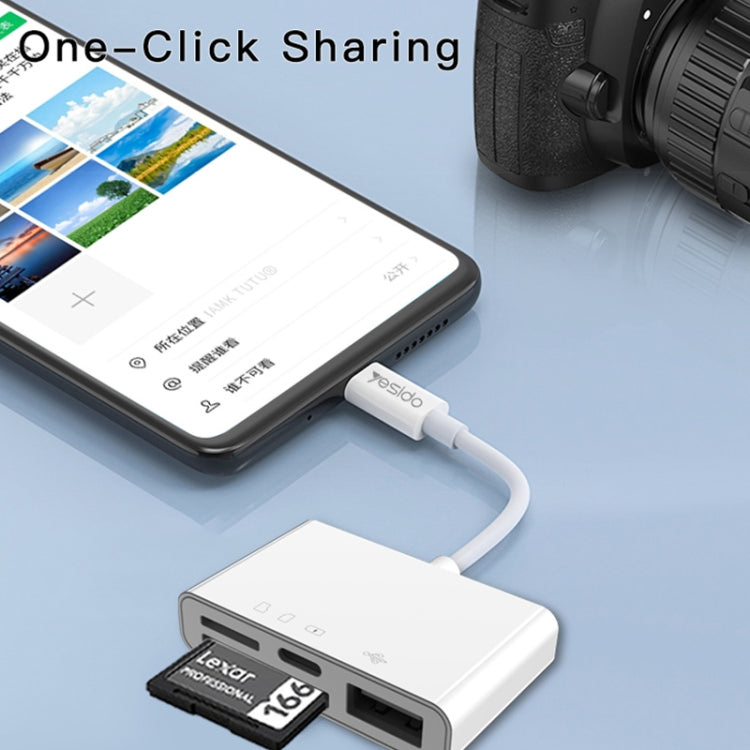 Yesido GS12 8 Pin to TF Card / SD Card / USB / 8 Pin 4 in 1 OTG Converter, GS12