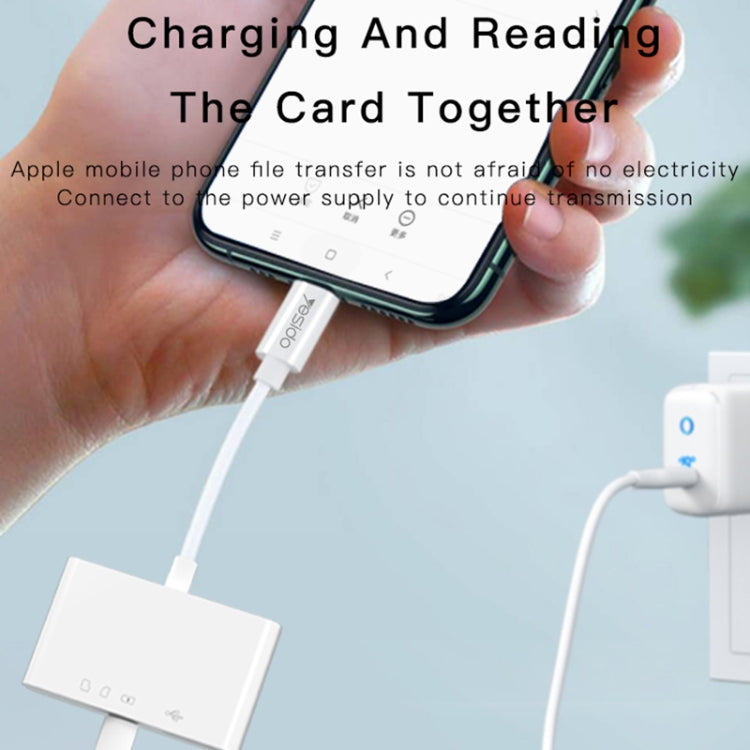 Yesido GS12 8 Pin to TF Card / SD Card / USB / 8 Pin 4 in 1 OTG Converter, GS12