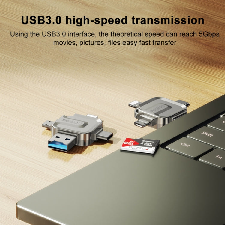 Yesido GS23 USB 3.0 to USB-C / Type-C, Micro USB, 8 Pin 4 in 1 Card Reader