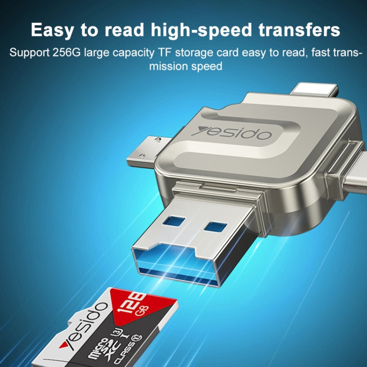 Yesido GS23 USB 3.0 to USB-C / Type-C, Micro USB, 8 Pin 4 in 1 Card Reader