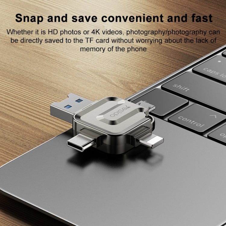 Yesido GS23 USB 3.0 to USB-C / Type-C, Micro USB, 8 Pin 4 in 1 Card Reader