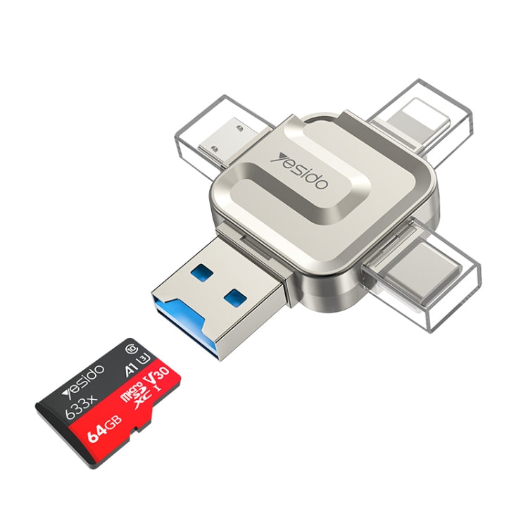 Yesido GS23 USB 3.0 to USB-C / Type-C, Micro USB, 8 Pin 4 in 1 Card Reader