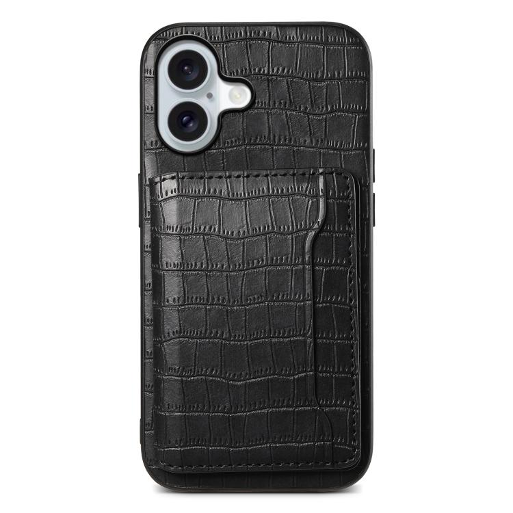 Crocodile Texture Card Bag Design Full Coverage Phone Case, For iPhone 17 Pro Max, For iPhone 17 Pro, For iPhone 17, For iPhone Air