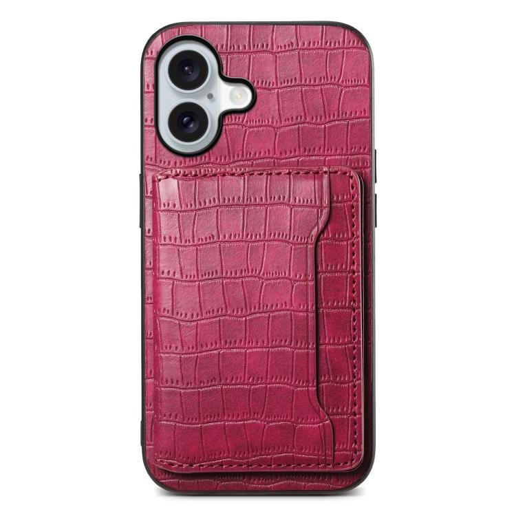 Crocodile Texture Card Bag Design Full Coverage Phone Case, For iPhone 18 Pro / 17 Pro, For iPhone 18 Pro Max / 17 Pro Max, For iPhone 17, For iPhone Air