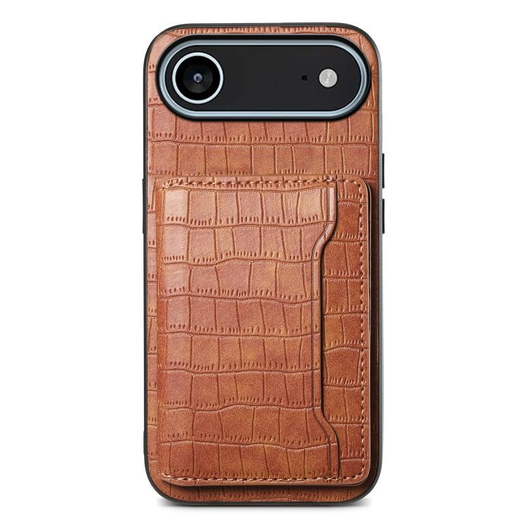 Crocodile Texture Card Bag Design Full Coverage Phone Case, For iPhone 17 Pro Max, For iPhone 17 Pro, For iPhone 17, For iPhone Air