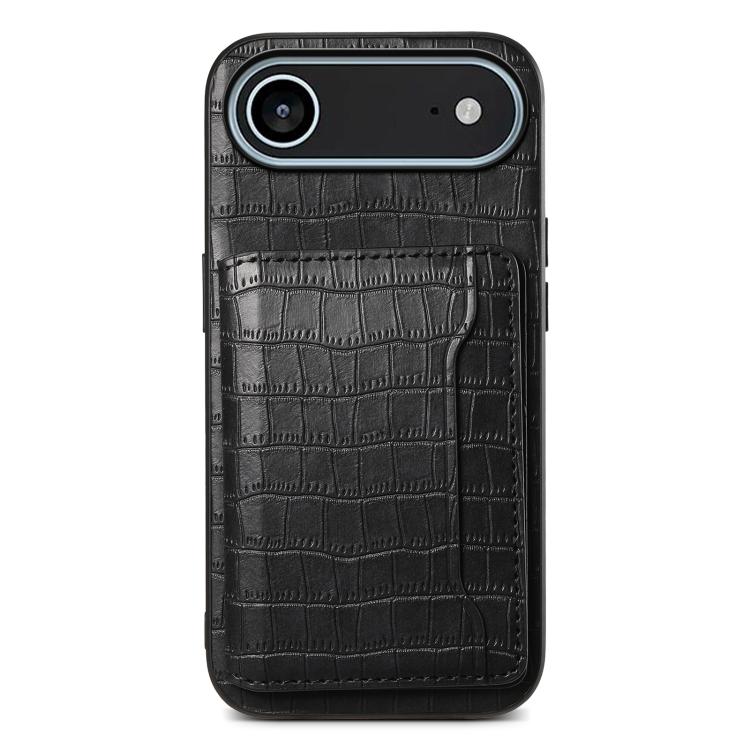 Crocodile Texture Card Bag Design Full Coverage Phone Case, For iPhone 17 Pro Max, For iPhone 17 Pro, For iPhone 17, For iPhone Air