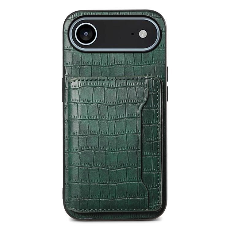 Crocodile Texture Card Bag Design Full Coverage Phone Case, For iPhone 17 Pro Max, For iPhone 17 Pro, For iPhone 17, For iPhone Air