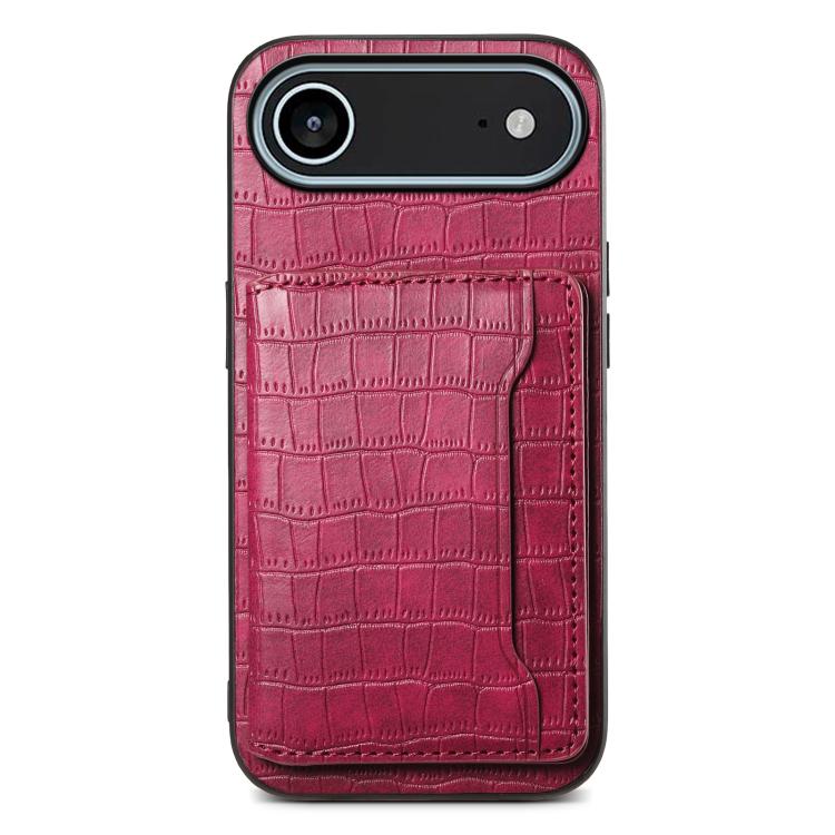 Crocodile Texture Card Bag Design Full Coverage Phone Case, For iPhone 17 Pro Max, For iPhone 17 Pro, For iPhone 17, For iPhone Air