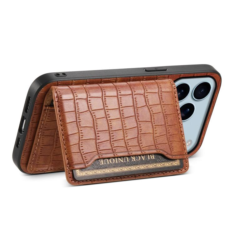 Crocodile Texture Card Bag Design Full Coverage Phone Case, For iPhone 18 Pro / 17 Pro, For iPhone 18 Pro Max / 17 Pro Max, For iPhone 17, For iPhone Air