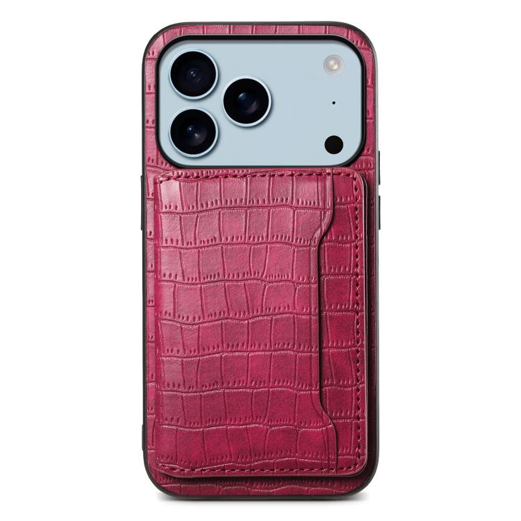 Crocodile Texture Card Bag Design Full Coverage Phone Case, For iPhone 18 Pro / 17 Pro, For iPhone 18 Pro Max / 17 Pro Max, For iPhone 17, For iPhone Air