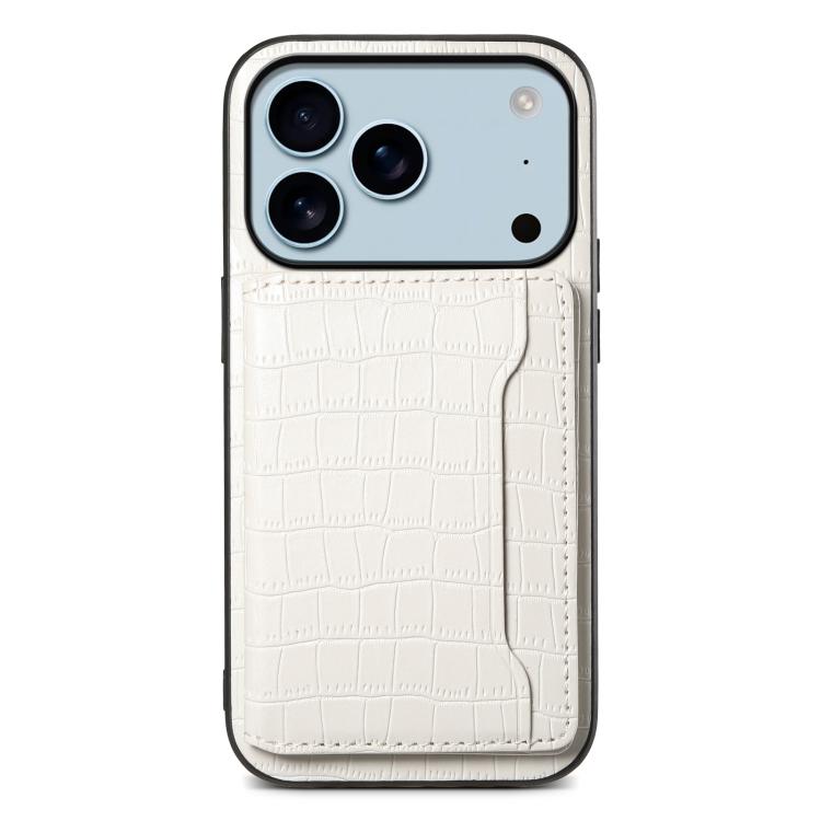 Crocodile Texture Card Bag Design Full Coverage Phone Case, For iPhone 17 Pro Max, For iPhone 17 Pro, For iPhone 17, For iPhone Air