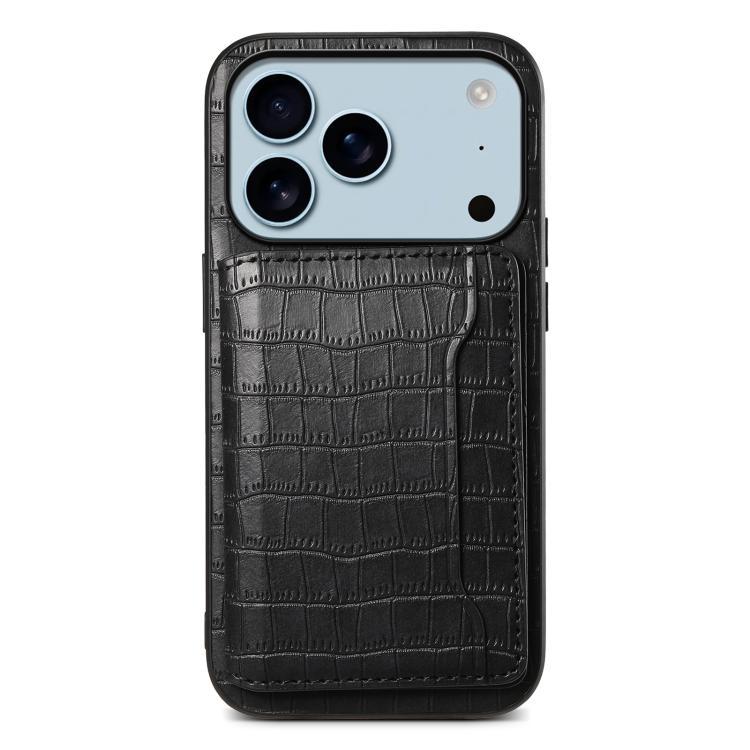 Crocodile Texture Card Bag Design Full Coverage Phone Case, For iPhone 17 Pro Max, For iPhone 17 Pro, For iPhone 17, For iPhone Air