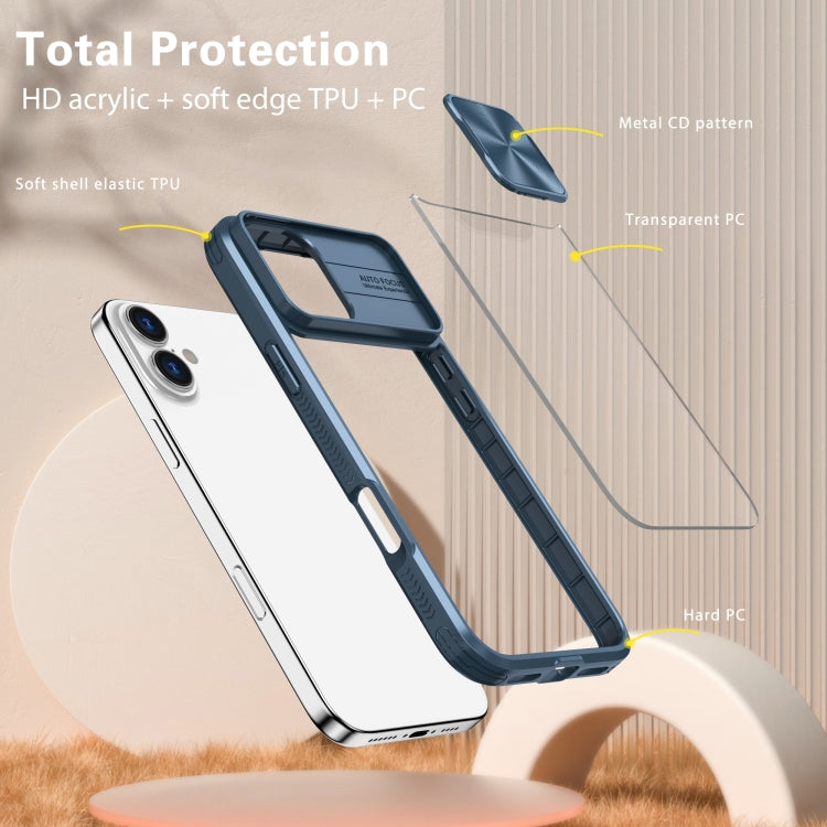 Sliding Camshield Acrylic Hybrid TPU Phone Case, For iPhone 16