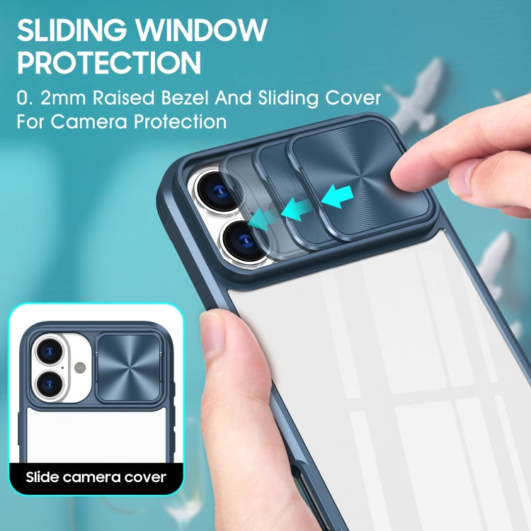 Sliding Camshield Acrylic Hybrid TPU Phone Case, For iPhone 16 Pro Max, For iPhone 16 Pro, For iPhone 16 Plus