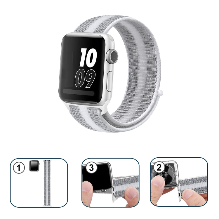 Nylon Loop Watchband, For Apple Watch Series 8&7 41mm / SE 2&6&SE&5&4 40mm / 3&2&1 38mm, For Apple Watch Ultra 49mm / Series 8&7 45mm / SE 2&6&SE&5&4 44mm / 3&2&1 42mm, For Apple Watch Series 7 41mm / 6 & SE & 5 & 4 40mm / 3 & 2 & 1 38mm