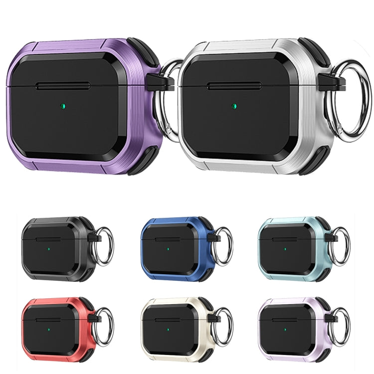 Étui de protection Armor TPU + PC pour écouteurs avec boucle métallique, pour AirPods Pro/Pro 2 et AirPods 3
