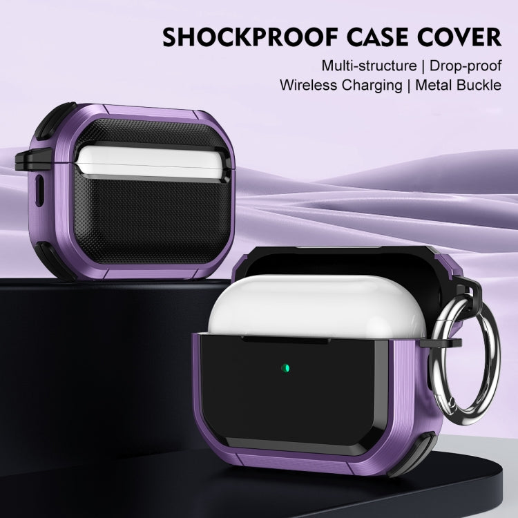 Étui de protection Armor TPU + PC pour écouteurs avec boucle métallique, pour AirPods Pro/Pro 2 et AirPods 3