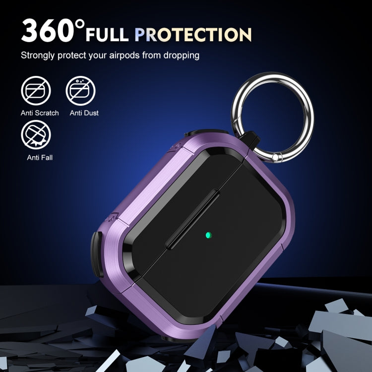 Étui de protection Armor TPU + PC pour écouteurs avec boucle métallique, pour AirPods Pro/Pro 2 et AirPods 3