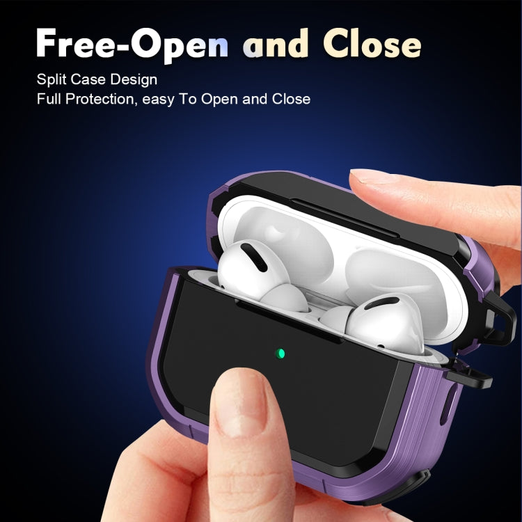 Étui de protection Armor TPU + PC pour écouteurs avec boucle métallique, pour AirPods Pro/Pro 2 et AirPods 3