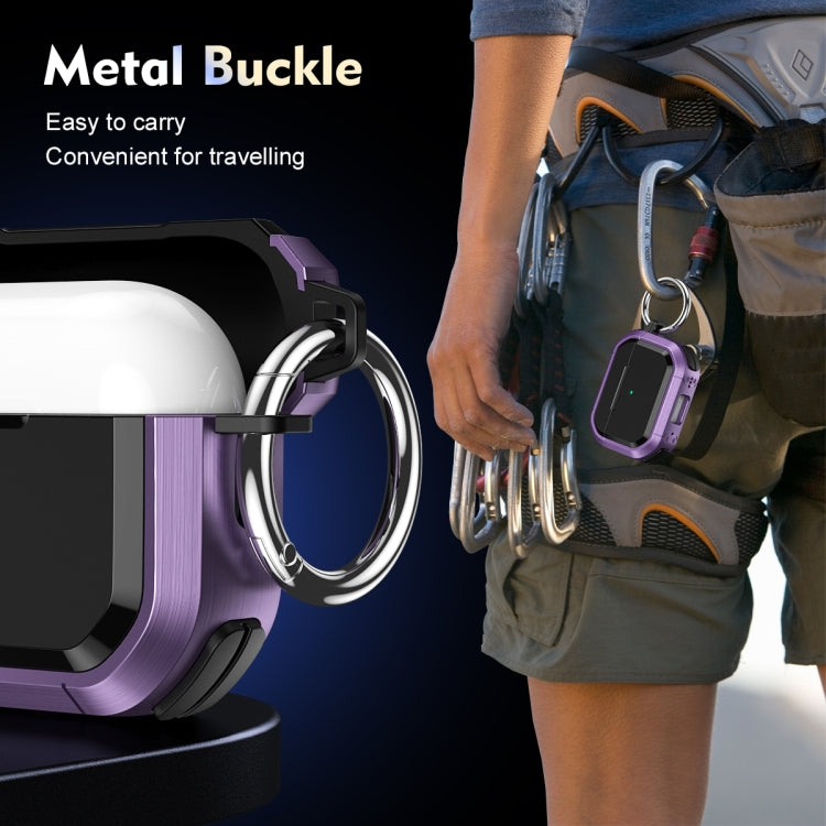 Étui de protection Armor TPU + PC pour écouteurs avec boucle métallique, pour AirPods Pro/Pro 2 et AirPods 3