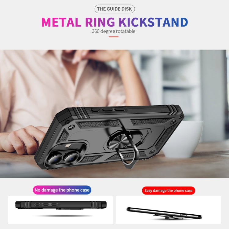 Shockproof TPU Hybrid PC Phone Case with Holder, For iPhone 16