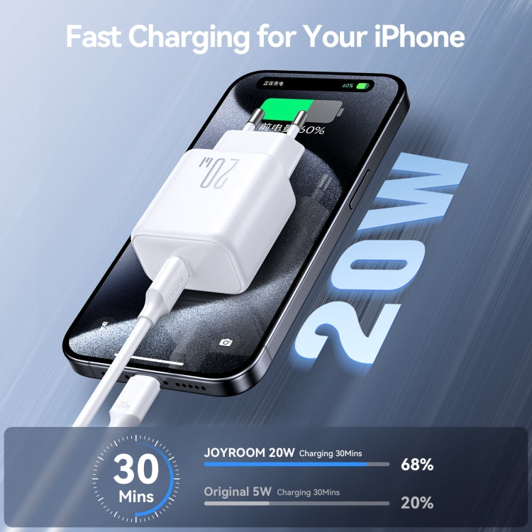 JOYROOM JR-TCF20 PD20W Type-C Port Charger Kit with Type-C to 8 Pin Cable, EU Plug +  Type-C to 8 Pin Cable