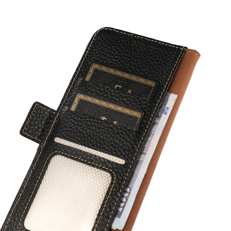 KHAZNEH Side-Magnetic Litchi Genuine Leather RFID Phone Case, For Redmi Note 14 5G, For Redmi Note 14 Pro 5G, For Redmi 14C 4G, For Redmi 13 4G