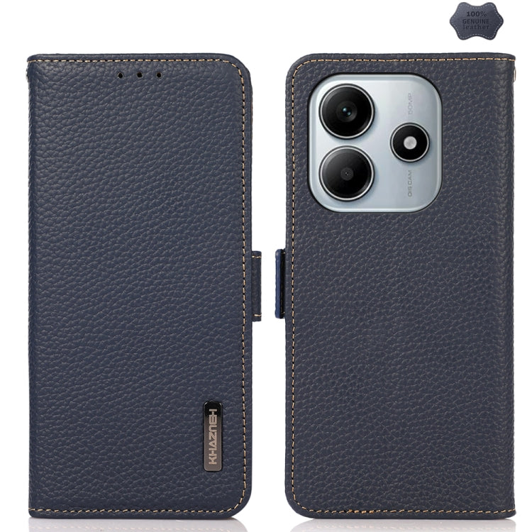 KHAZNEH Side-Magnetic Litchi Genuine Leather RFID Phone Case