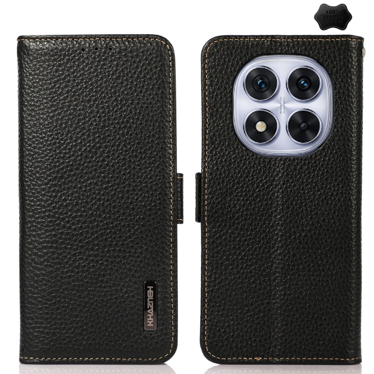 KHAZNEH Side-Magnetic Litchi Genuine Leather RFID Phone Case