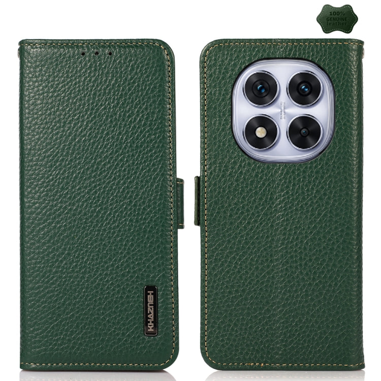 KHAZNEH Side-Magnetic Litchi Genuine Leather RFID Phone Case, For Redmi Note 14S 4G, For Redmi Turbo 4 Pro, For Redmi Turbo 4 / Poco X7 Pro, For Redmi Note 14 5G, For Redmi Note 14 Pro 5G, For Redmi 14C 4G
