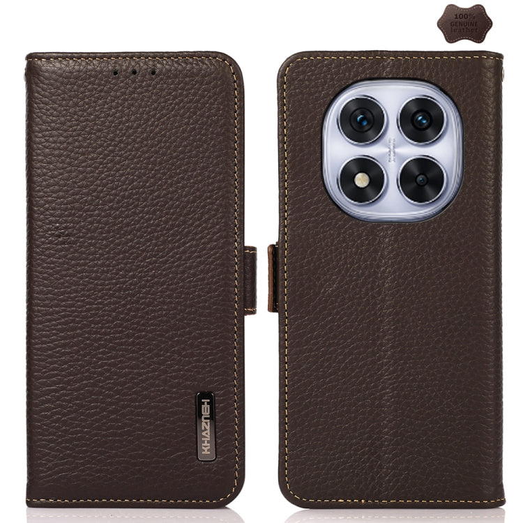 KHAZNEH Side-Magnetic Litchi Genuine Leather RFID Phone Case