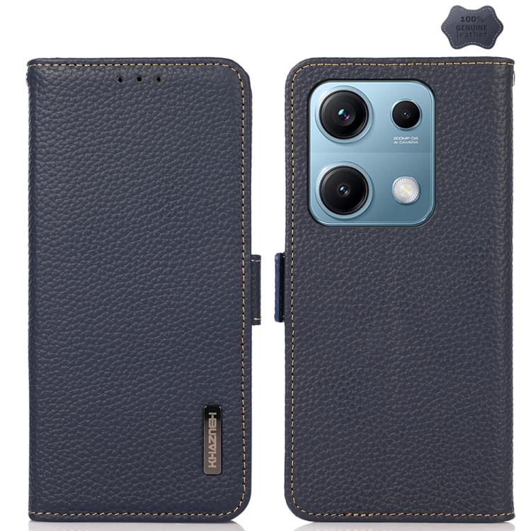 KHAZNEH Side-Magnetic Litchi Genuine Leather RFID Phone Case