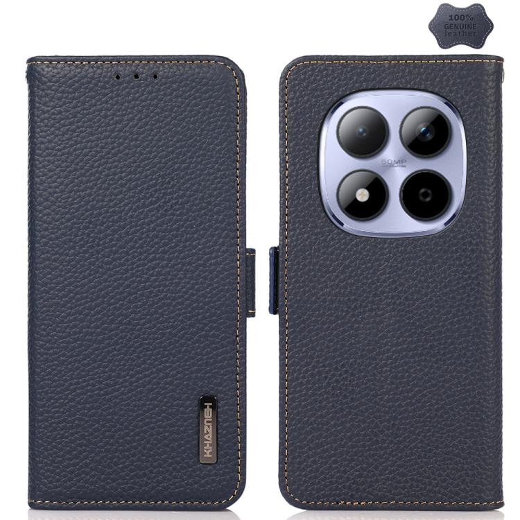 KHAZNEH Side-Magnetic Litchi Genuine Leather RFID Phone Case, For Redmi K90 Pro Max/Poco F8 Ultra, For Redmi K90/Poco F8 Pro, For Redmi Note 15 Pro+ 5G Global 163.3mm, For Redmi Note 15 Pro 5G Global 163.6mm, For Redmi Note 15 5G Global 164mm����������...