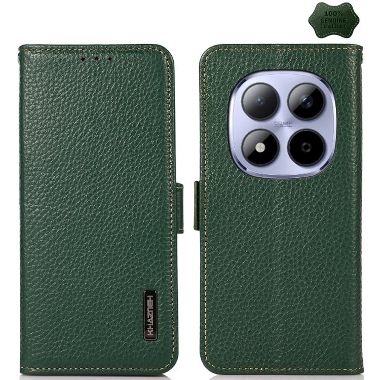 KHAZNEH Side-Magnetic Litchi Genuine Leather RFID Phone Case