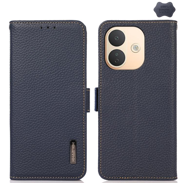 KHAZNEH Side-Magnetic Litchi Genuine Leather RFID Phone Case, For Redmi Note 17 4G Global 169.7mm, For Redmi Note 17 Pro+ 5G Global 163.4mm, For Redmi Note 17 Pro 5G Global 163.5mm, For Redmi K100 Pro Max/Poco F9 Ultra 5G                               ...