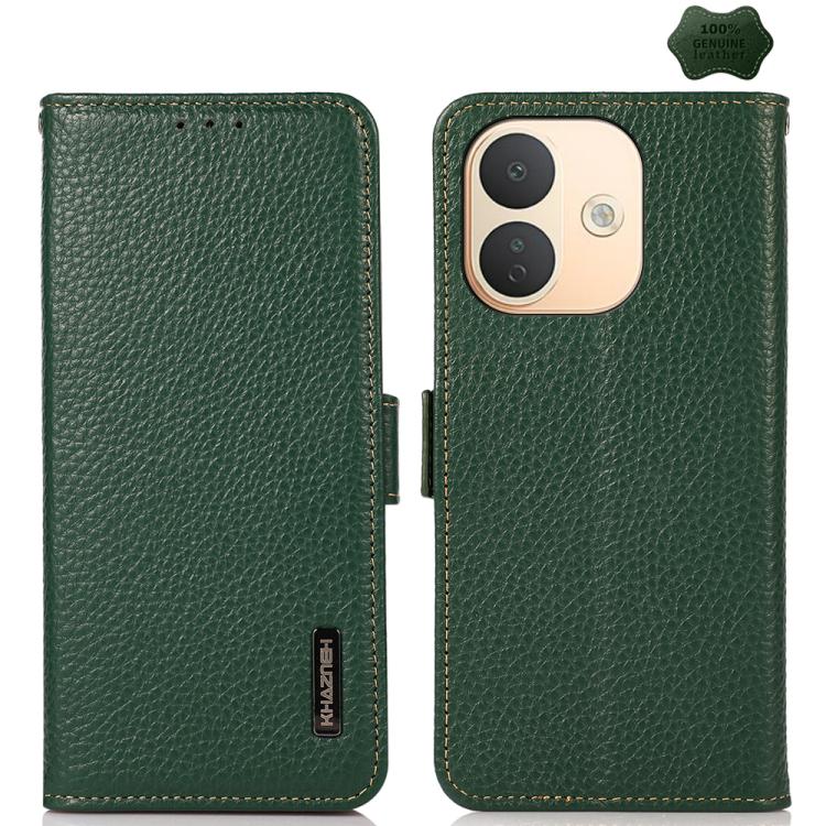 KHAZNEH Side-Magnetic Litchi Genuine Leather RFID Phone Case, For Redmi Note 17 4G Global 169.7mm, For Redmi Note 17 Pro+ 5G Global 163.4mm, For Redmi Note 17 Pro 5G Global 163.5mm, For Redmi K100 Pro Max/Poco F9 Ultra 5G                               ...