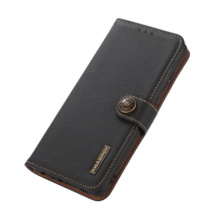 KHAZNEH Custer Texture RFID Genuine Leather Phone Case, For Redmi 13 4G