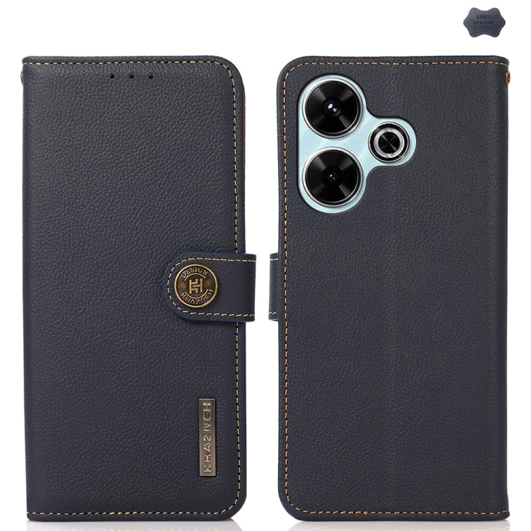 KHAZNEH Custer Texture RFID Genuine Leather Phone Case, For Redmi Turbo 4 Pro, For Redmi Turbo 4, For Redmi Note 14 5G, For Redmi Note 14 Pro 5G, For Redmi 14C 4G, For Redmi 13 4G