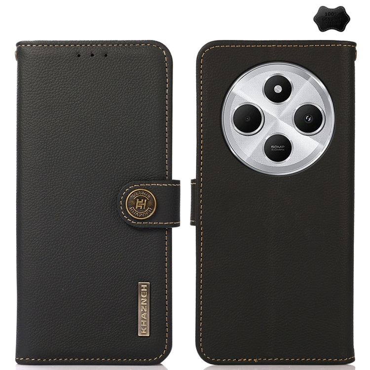 KHAZNEH Custer Texture RFID Genuine Leather Phone Case, For Redmi Turbo 4 Pro, For Redmi Turbo 4, For Redmi Note 14 5G, For Redmi Note 14 Pro 5G, For Redmi 14C 4G, For Redmi 13 4G
