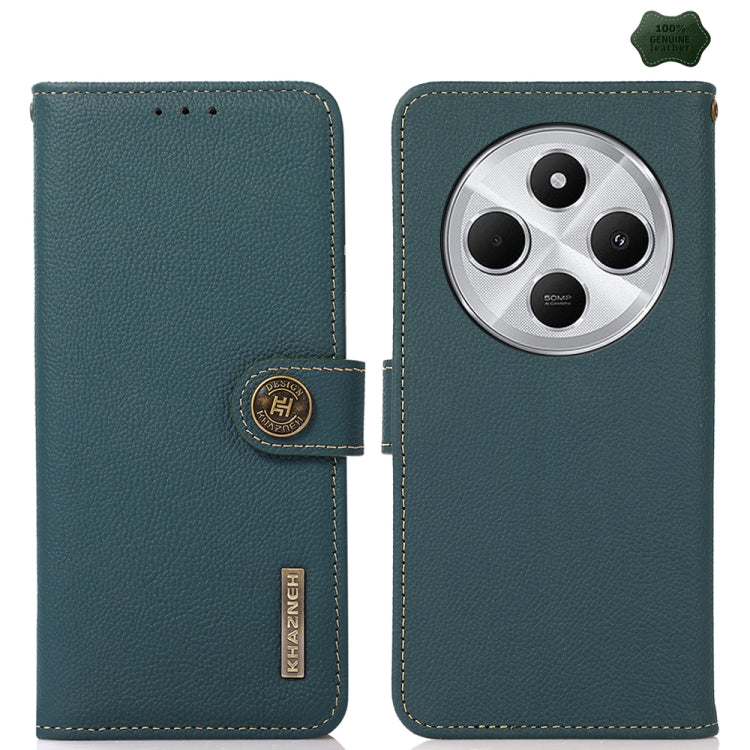 KHAZNEH Custer Texture RFID Genuine Leather Phone Case, For Redmi Turbo 4 Pro, For Redmi Turbo 4, For Redmi Note 14 5G, For Redmi Note 14 Pro 5G, For Redmi 14C 4G, For Redmi 13 4G