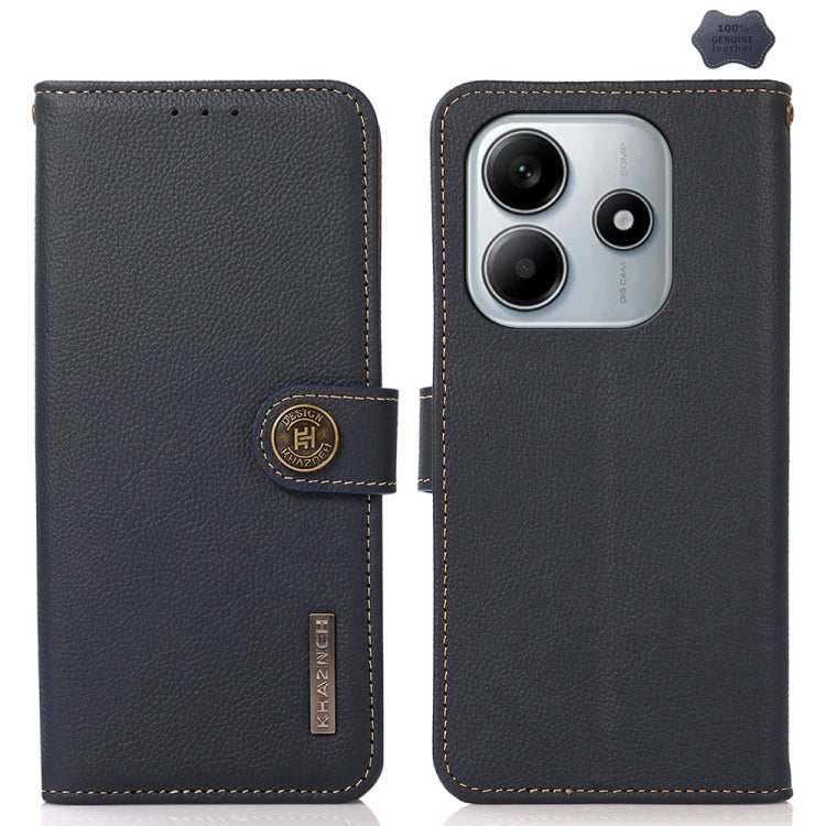 KHAZNEH Custer Texture RFID Genuine Leather Phone Case, For Redmi Note 15 Pro 5G Global 163.6mm, For Redmi 13x, For Redmi Note 14S 4G, For Redmi Turbo 4 Pro, For Redmi Turbo 4, For Redmi Note 14 5G, For Redmi Note 14 Pro 5G, For Redmi 14C 4G
