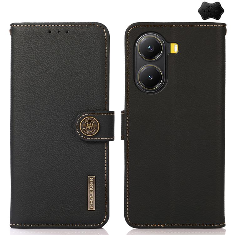 KHAZNEH Custer Texture RFID Genuine Leather Phone Case, For Redmi Turbo 4 Pro, For Redmi Turbo 4, For Redmi Note 14 5G, For Redmi Note 14 Pro 5G, For Redmi 14C 4G, For Redmi 13 4G