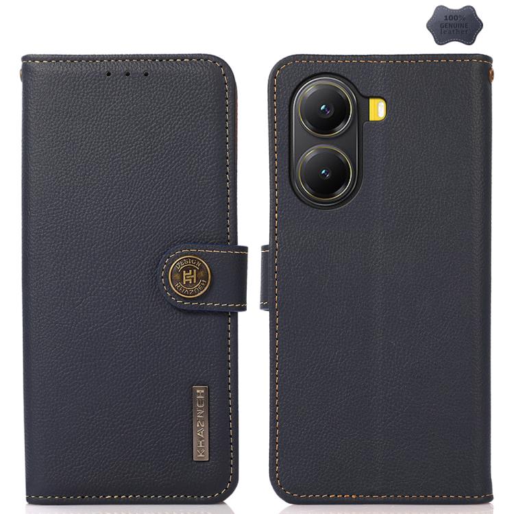 KHAZNEH Custer Texture RFID Genuine Leather Phone Case, For Redmi Turbo 4 Pro, For Redmi Turbo 4, For Redmi Note 14 5G, For Redmi Note 14 Pro 5G, For Redmi 14C 4G, For Redmi 13 4G