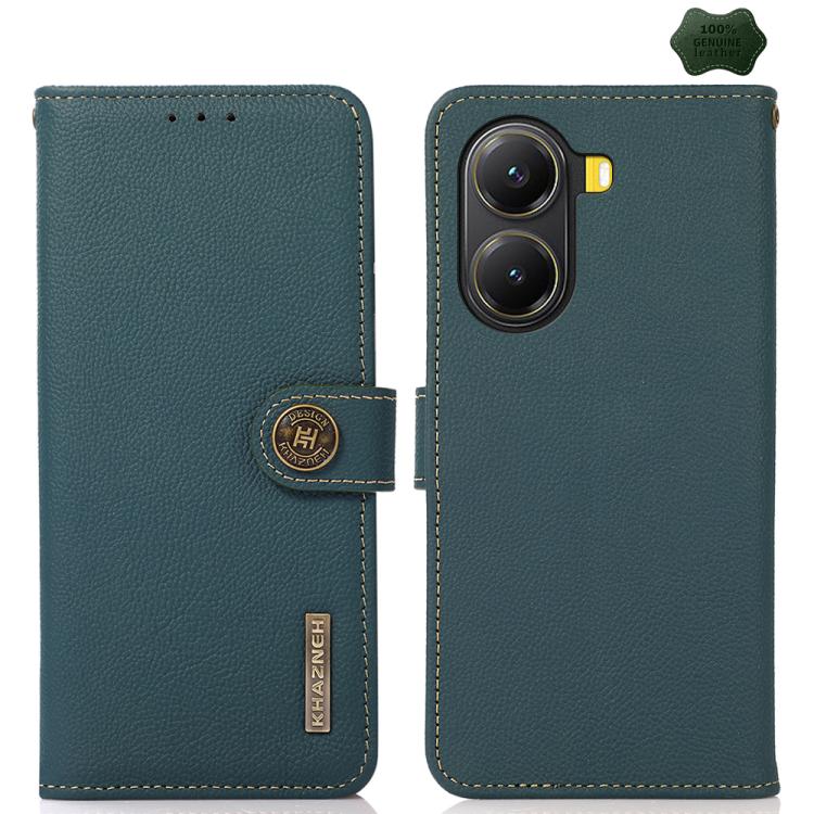 KHAZNEH Custer Texture RFID Genuine Leather Phone Case, For Redmi Turbo 4 Pro, For Redmi Turbo 4, For Redmi Note 14 5G, For Redmi Note 14 Pro 5G, For Redmi 14C 4G, For Redmi 13 4G