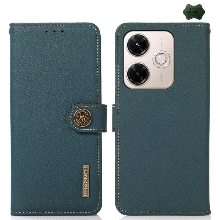 KHAZNEH Custer Texture RFID Genuine Leather Phone Case